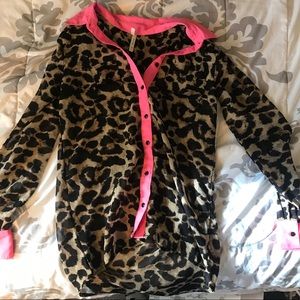 Hot Pink and Leopard Button Down Collared Shirt